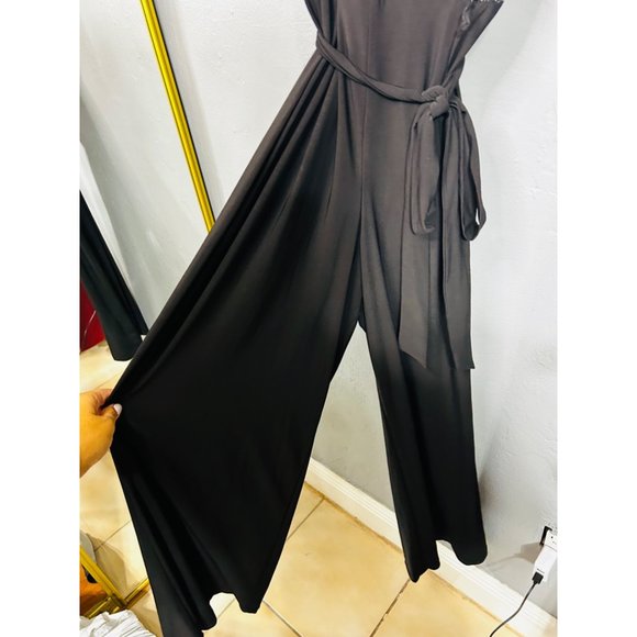 R&M Richards Black Shiny JumpSuit Size 10 - Picture 6 of 7